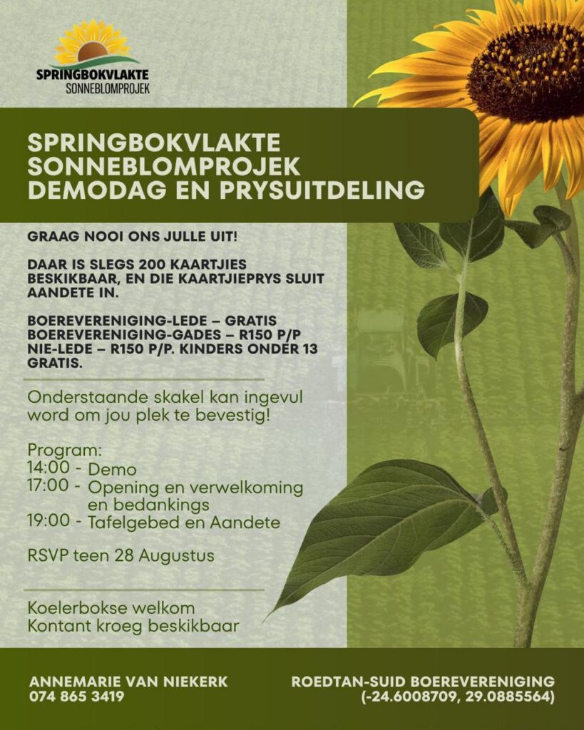 springbokvlakte sonneblomprojek demodag